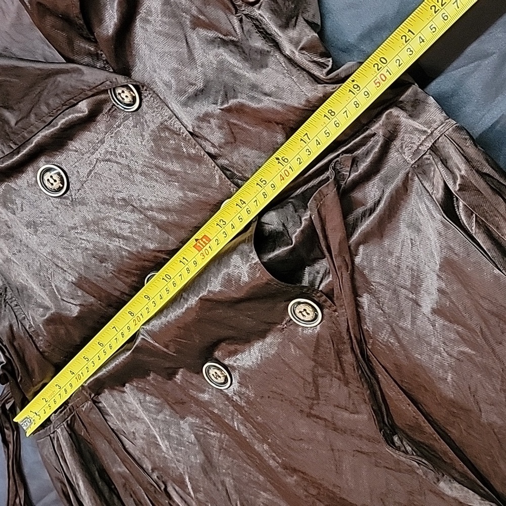 Joseph Ribkoff Pleated Metallic Button Button Down Trench Coat Size 12 - Picture 9 of 12